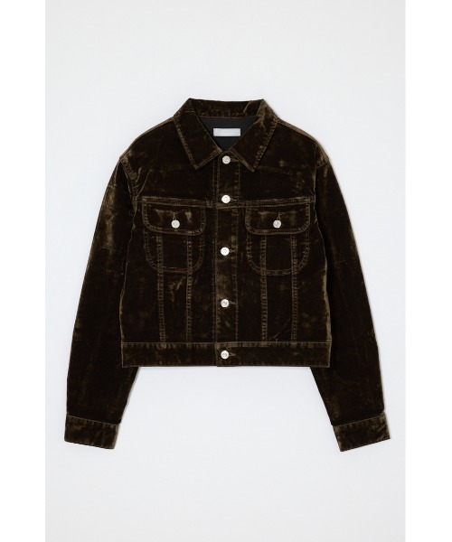 MOUSSY(マウジー)の「【26年AW新作】【セットアップ対応】VELVET SHORT ジャケット(デニムジャケット・レディース・ボルドー/カーキ/ブラウン/ブラック・1/2)」の8枚目の写真