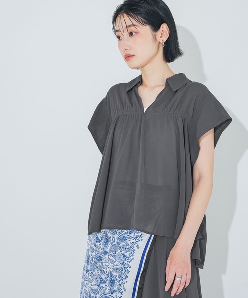 LAKOLE(ラコレ)の「<多機能ウェア>シアー楊柳シャツ / 888994(シャツ/ブラウス・レディース・ペールイエロー/モカ/チャコール・FREE)」の11枚目の写真
