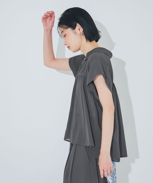 LAKOLE(ラコレ)の「<多機能ウェア>シアー楊柳シャツ / 888994(シャツ/ブラウス・レディース・ペールイエロー/モカ/チャコール・FREE)」の14枚目の写真