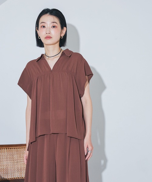 LAKOLE(ラコレ)の「<多機能ウェア>シアー楊柳シャツ / 888994(シャツ/ブラウス・レディース・ペールイエロー/モカ/チャコール・FREE)」の18枚目の写真