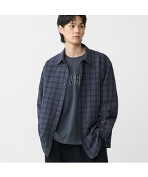 GROOVERHYME（グルーブライム）の「ユニ シアサッカー チェック 長袖シャツ - チャコール (LRBMCIV792M)（シャツ/ブラウス）」