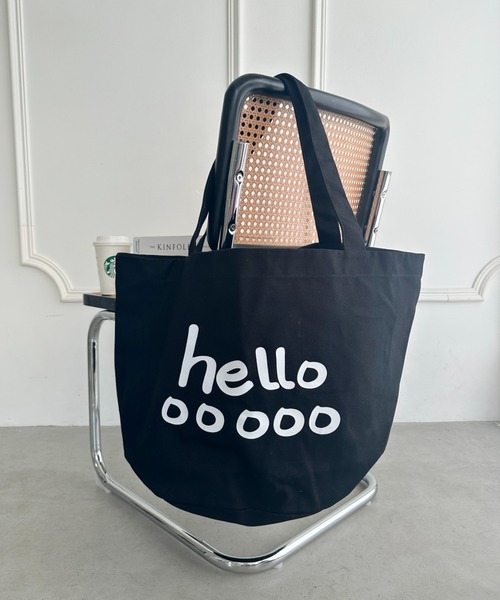 MYMOOD.（マイムード）の「大容量Helloビックトートバッグ トラベルバッグ マザーズバッグ（トートバッグ・レディース・オフホワイト/オレンジ/ブラック・FREE）」の5枚目の写真