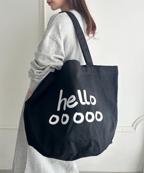 MYMOOD.（マイムード）の「大容量Helloビックトートバッグ トラベルバッグ マザーズバッグ（トートバッグ・レディース・オフホワイト/オレンジ/ブラック・FREE）」の6枚目の写真