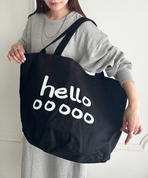 MYMOOD.（マイムード）の「大容量Helloビックトートバッグ トラベルバッグ マザーズバッグ（トートバッグ・レディース・オフホワイト/オレンジ/ブラック・FREE）」の8枚目の写真