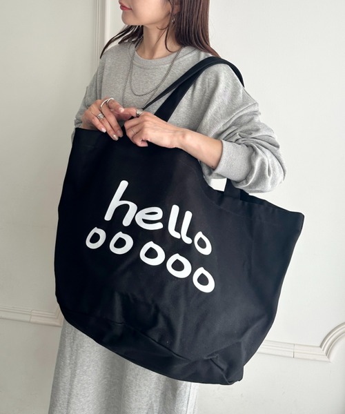 MYMOOD.（マイムード）の「大容量Helloビックトートバッグ トラベルバッグ マザーズバッグ（トートバッグ・レディース・オフホワイト/オレンジ/ブラック・FREE）」の9枚目の写真