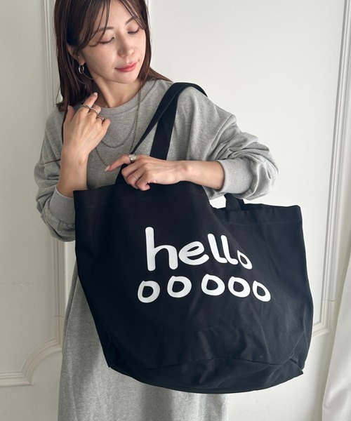 MYMOOD.（マイムード）の「大容量Helloビックトートバッグ トラベルバッグ マザーズバッグ（トートバッグ・レディース・オフホワイト/オレンジ/ブラック・FREE）」の11枚目の写真
