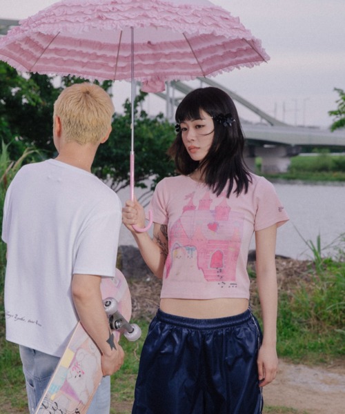 twins(nemne store)(ツインズ)の「twins castle tee(Tシャツ/カットソー・レディース・White/PINK・SMALL/MEDIUM)」の13枚目の写真