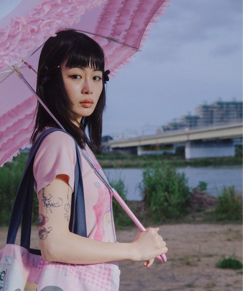 twins(nemne store)(ツインズ)の「twins castle tee(Tシャツ/カットソー・レディース・White/PINK・SMALL/MEDIUM)」の7枚目の写真