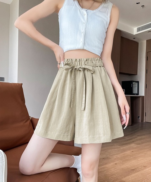 Girly Doll(ガーリードール)の「ギャザータックフレアハーフパンツ(その他パンツ・レディース・キャメル/ブラック/ホワイト・FREE)」の18枚目の写真