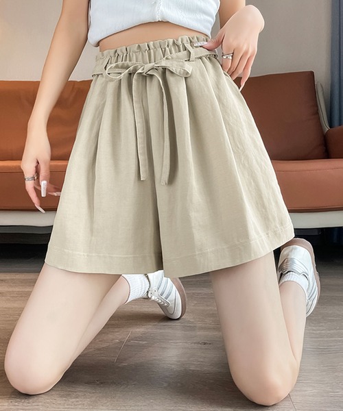Girly Doll(ガーリードール)の「ギャザータックフレアハーフパンツ(その他パンツ・レディース・キャメル/ブラック/ホワイト・FREE)」の19枚目の写真
