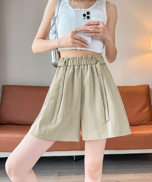 Girly Doll(ガーリードール)の「ギャザータックフレアハーフパンツ(その他パンツ・レディース・キャメル/ブラック/ホワイト・FREE)」の21枚目の写真