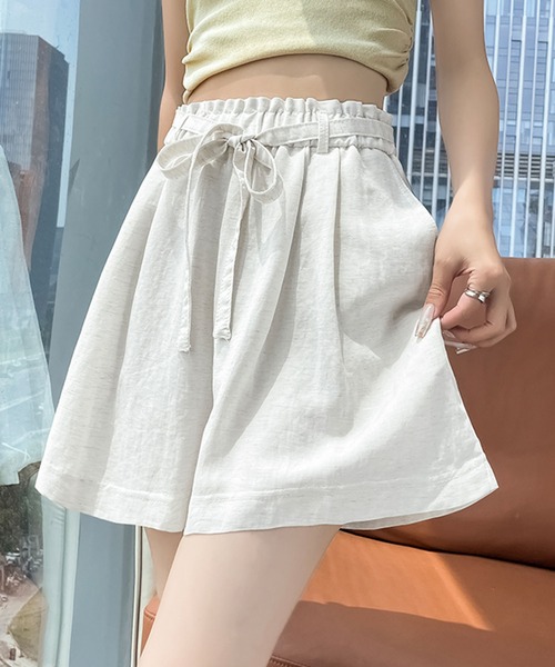 Girly Doll(ガーリードール)の「ギャザータックフレアハーフパンツ(その他パンツ・レディース・キャメル/ブラック/ホワイト・FREE)」の8枚目の写真
