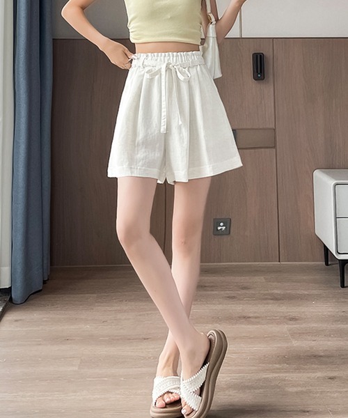 Girly Doll(ガーリードール)の「ギャザータックフレアハーフパンツ(その他パンツ・レディース・キャメル/ブラック/ホワイト・FREE)」の12枚目の写真