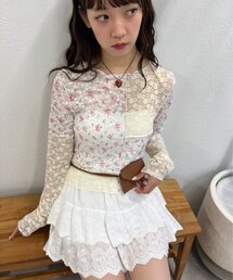 花柄パッチワークT