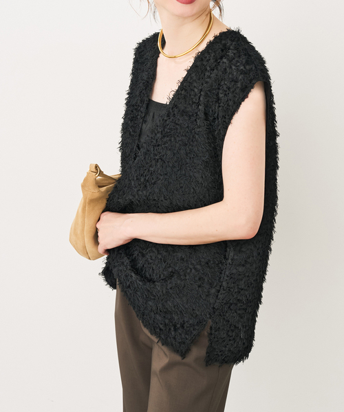Spick & Span(スピックアンドスパン)の「《追加2》フェザーライクベスト(シャツ/ブラウス・レディース・ブラック/アイボリー・FREE)」の13枚目の写真