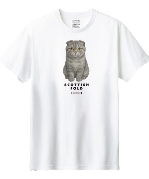 Moftique(モフティック)の「Moftique(モフティック) 半袖Tシャツ スコティッシュフォールド 猫 アニマル プリント トップス カットソー メンズ ユニセックス(Tシャツ/カットソー・メンズ・ブラック/ホワイト・XS/S/M/L/XL)」の1枚目の写真