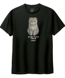 Moftique(モフティック) 半袖Tシャツ スコティッシュフォールド 猫 アニマル プリント トップス カットソー メンズ ユニセックス