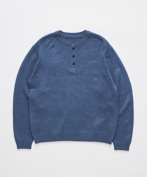 JOURNAL STANDARD(ジャーナルスタンダード)の「スウェット ライク ヘンリーネック ニット(ニット/セーター・メンズ・ブラック/グレー/オレンジ/コバルトブルー・MEDIUM/LARGE)」の3枚目の写真