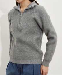 ハーフジップシャギーニット
