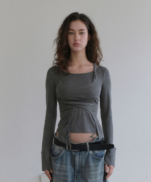 LAYERED JERSEY T-SHIRT [MELANGE GRAY]
