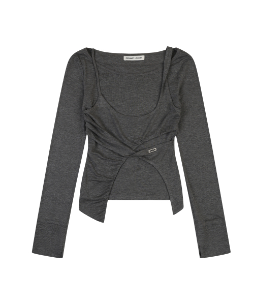 ORDINARY HOLIDAY（オーディナリー ホリデー）の「LAYERED JERSEY T-SHIRT [MELANGE GRAY]（Tシャツ/カットソー・レディース・その他・SMALL/MEDIUM）」の2枚目の写真