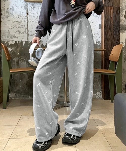 Miniministore(ミニミニストア)の「スウェットパンツバタフライ柄ワイドパンツ(スウェットパンツ・レディース・グレー/ブラック・FREE)」の19枚目の写真