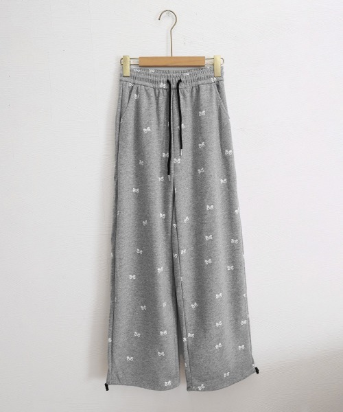 Miniministore(ミニミニストア)の「スウェットパンツバタフライ柄ワイドパンツ(スウェットパンツ・レディース・グレー/ブラック・FREE)」の12枚目の写真