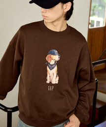 PUBLUX × GAP/ギャップ 別注 ドッグ グラフィック プリント 裏起毛 スウェット 限定展開