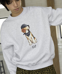 PUBLUX × GAP/ギャップ 別注 ドッグ グラフィック プリント 裏起毛 スウェット 限定展開