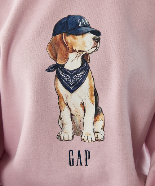 GAP(ギャップ)の「PUBLUX × GAP/ギャップ 別注 ドッグ グラフィック プリント 裏起毛 スウェット 限定展開(スウェット・メンズ・ネイビー/ブラウン/ピンク/ライトグレー・SMALL/MEDIUM/LARGE)」の18枚目の写真