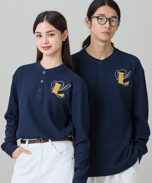 LACOSTE(ラコステ)の「【オンライン限定】LACOSTE オーバーサイズ ワンポイント刺繍ロゴ ヘンリーネック長袖Tシャツ / ワッフルカットソー(Tシャツ/カットソー・メンズ・グレー/ネイビー/カーキ・5/4/6/2/3)」の3枚目の写真