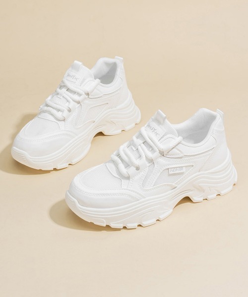 Miniministore(ミニミニストア)の「厚底スニーカー 美脚 メッシュ靴韓国風(スニーカー・レディース・ベージュ/ホワイト/ブラック・23.5cm/23.0cm/22.5cm/24.5cm/24.0cm/25cm)」の7枚目の写真