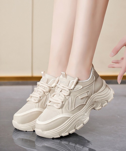 Miniministore(ミニミニストア)の「厚底スニーカー 美脚 メッシュ靴韓国風(スニーカー・レディース・ベージュ/ホワイト/ブラック・23.5cm/23.0cm/22.5cm/24.5cm/24.0cm/25cm)」の10枚目の写真