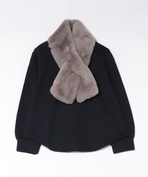BELLUNA PLUS(ベルーナ)の「ティペット付!あったか裏起毛プルオーバー(Tシャツ/カットソー・レディース・チャコール/アイボリー系/ネイビー系・X-LARGE/MEDIUM/LARGE)」の3枚目の写真