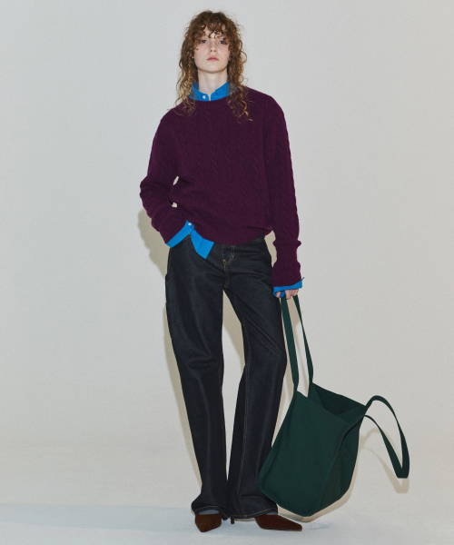 NOHANT(ノアン)の「コルセットカフケーブルニット パープル(ニット/セーター・レディース・パープル系・LARGE/SMALL/MEDIUM)」の2枚目の写真