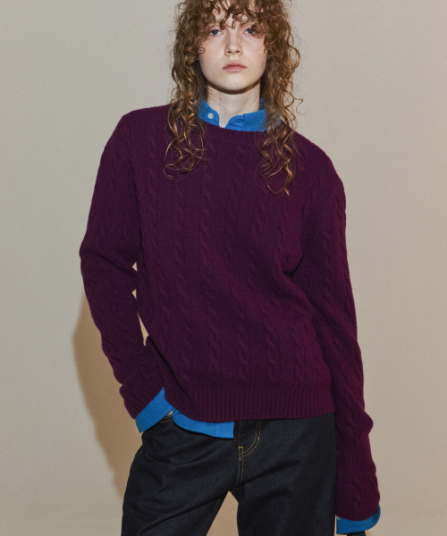 NOHANT(ノアン)の「コルセットカフケーブルニット パープル(ニット/セーター・レディース・パープル系・LARGE/SMALL/MEDIUM)」の6枚目の写真