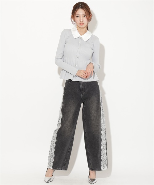 AND COUTURE(アンドクチュール)の「シャツ衿付きペプラムプルオーバー(ニット/セーター・レディース・ライトグレー/ブラック/ネイビー/ブラウン/ボルドー・FREE)」の12枚目の写真