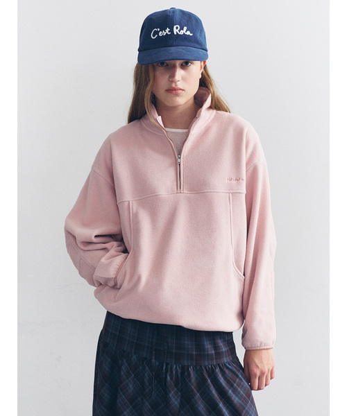 ROLAROLA(ロラロラ)の「FLEECE HALF ZIP-UP PINK(スウェット・レディース・ピンク・FREE)」の1枚目の写真