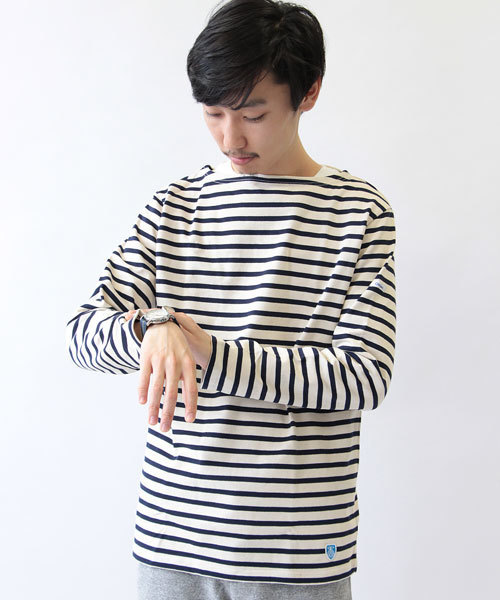 ORCIVAL(オーシバル)の「ORCIVAL ♯B211 バスクシャツ (Tシャツ/カットソー・メンズ・ホワイト系その他/ネイビー/ブラック/レッド/ブラウン/グリーン/グレー・3/5/4)」の1枚目の写真