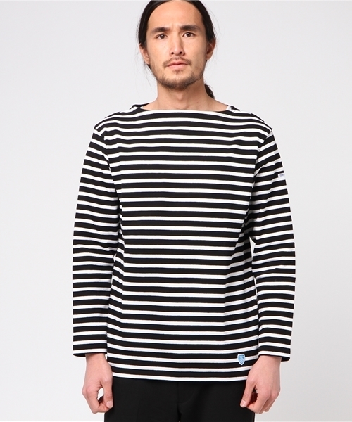 ORCIVAL(オーシバル)の「ORCIVAL ♯B211 バスクシャツ (Tシャツ/カットソー・メンズ・ホワイト系その他/ネイビー/ブラック/レッド/ブラウン/グリーン/グレー・3/5/4)」の2枚目の写真