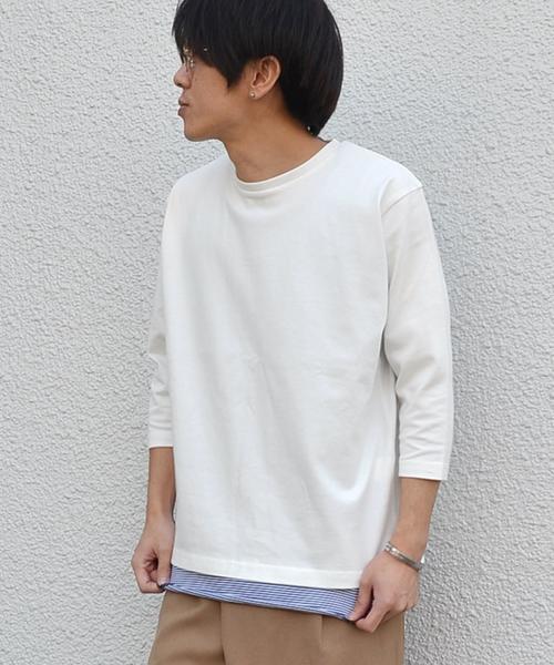 SHIPS JET BLUE（シップスジェットブルー）の「《2017SS先行予約》 SHIPS JET BLUE: 【2枚セット】レイヤード 7スリーブTee■（Tシャツ/カットソー・メンズ・ブラック/ワイン/ホワイト・LARGE/SMALL/MEDIUM）」の2枚目の写真