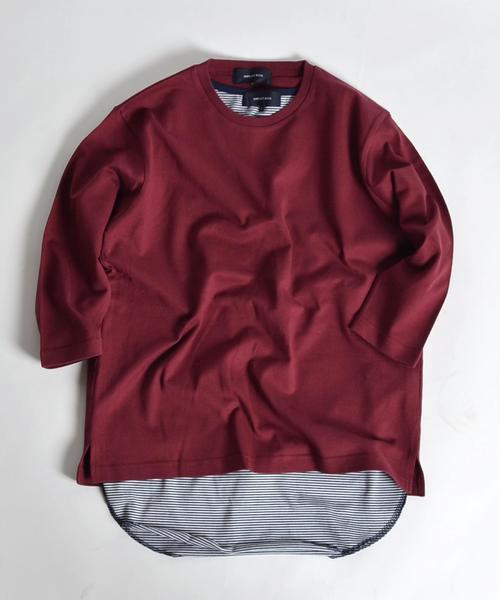 SHIPS JET BLUE（シップスジェットブルー）の「《2017SS先行予約》 SHIPS JET BLUE: 【2枚セット】レイヤード 7スリーブTee■（Tシャツ/カットソー・メンズ・ブラック/ワイン/ホワイト・LARGE/SMALL/MEDIUM）」の3枚目の写真