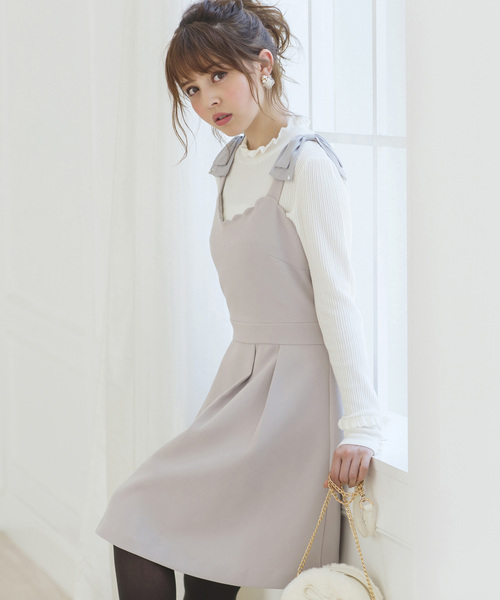 LODISPOTTO（ロディスポット）の「リュバンスカラップキャミワンピース（ワンピース・レディース・ライトグレー/ブラック/ピンク・MEDIUM）」の12枚目の写真