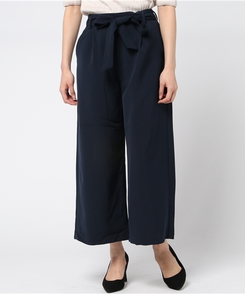 Honeys(ハニーズ)の「共リボン付ワイドパンツ(その他パンツ・レディース・キャメル/レッド系その他/ネイビー/ブラック・L/S/M)」の3枚目の写真