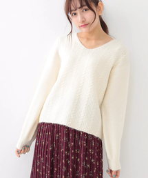 earth music&ecology | ・細ケーブルVネックニットプルオーバー(ニット/セーター)