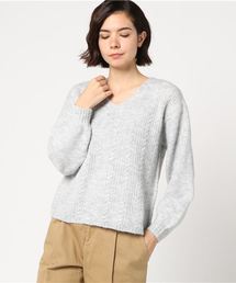 earth music&ecology | ・細ケーブルVネックニットプルオーバー(ニット/セーター)