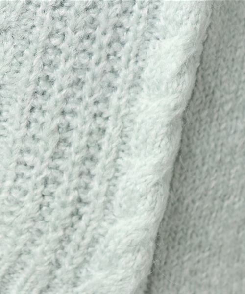 earth music&ecology（アースミュージックアンドエコロジー）の「・細ケーブルVネックニットプルオーバー（ニット/セーター・レディース・ベージュ/ミント/ピンクベージュ/ネイビー/アイボリー/ライトグレー・FREE）」の9枚目の写真