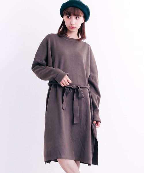 MERLOT（メルロー）の「ウエストリボンフレアワンピース0070（ワンピース・レディース・モカ/カーキ/パープル/ブラック・FREE）」の3枚目の写真