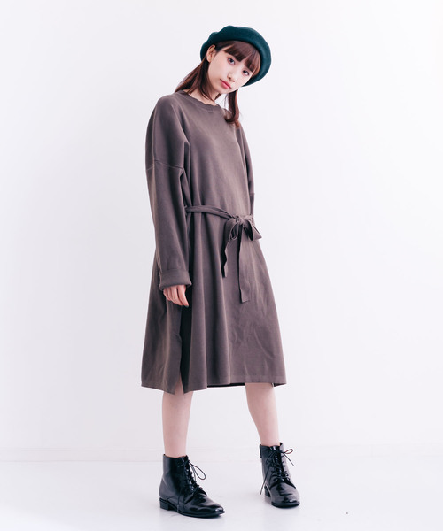 MERLOT（メルロー）の「ウエストリボンフレアワンピース0070（ワンピース・レディース・モカ/カーキ/パープル/ブラック・FREE）」の9枚目の写真