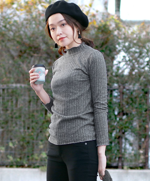 reca（レカ）の「【プチプラ】やわらかリブプチタートルネックニットソー（ニット/セーター・レディース・ブラック/グレー/アイボリー/ブルー・FREE）」の10枚目の写真